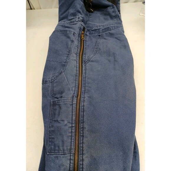 Vtg Bercowear Bib Coveralls Mens 36-38 Short USA Insulated Canvas Work Blue - Picture 8 of 11